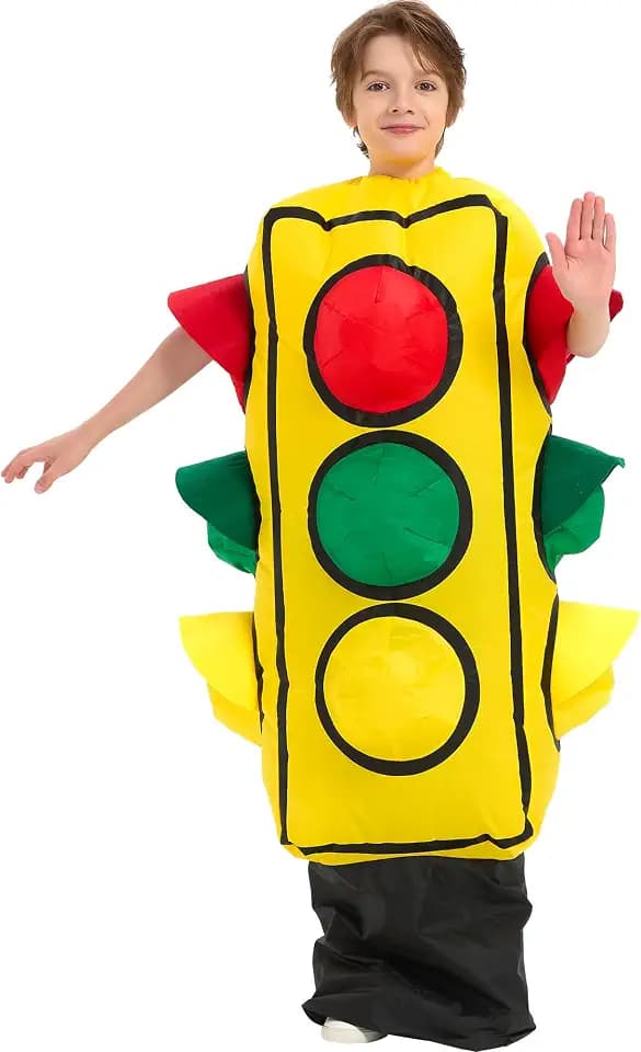 One Casa Inflatable Traffic Light Costume for Kids,Blow Up Full Body Suit