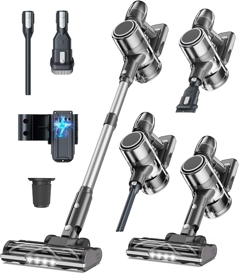 Akku Staubsauger Kabellos Akkustaubsauger Akkusauger - Kabelloser Stabstaubsauger Elektrische Sauger Kehrbesen mit Ladestation Cordless Vacuum Cleaner Für Tierhaare Teppich Beutellos Stielstaubsauger