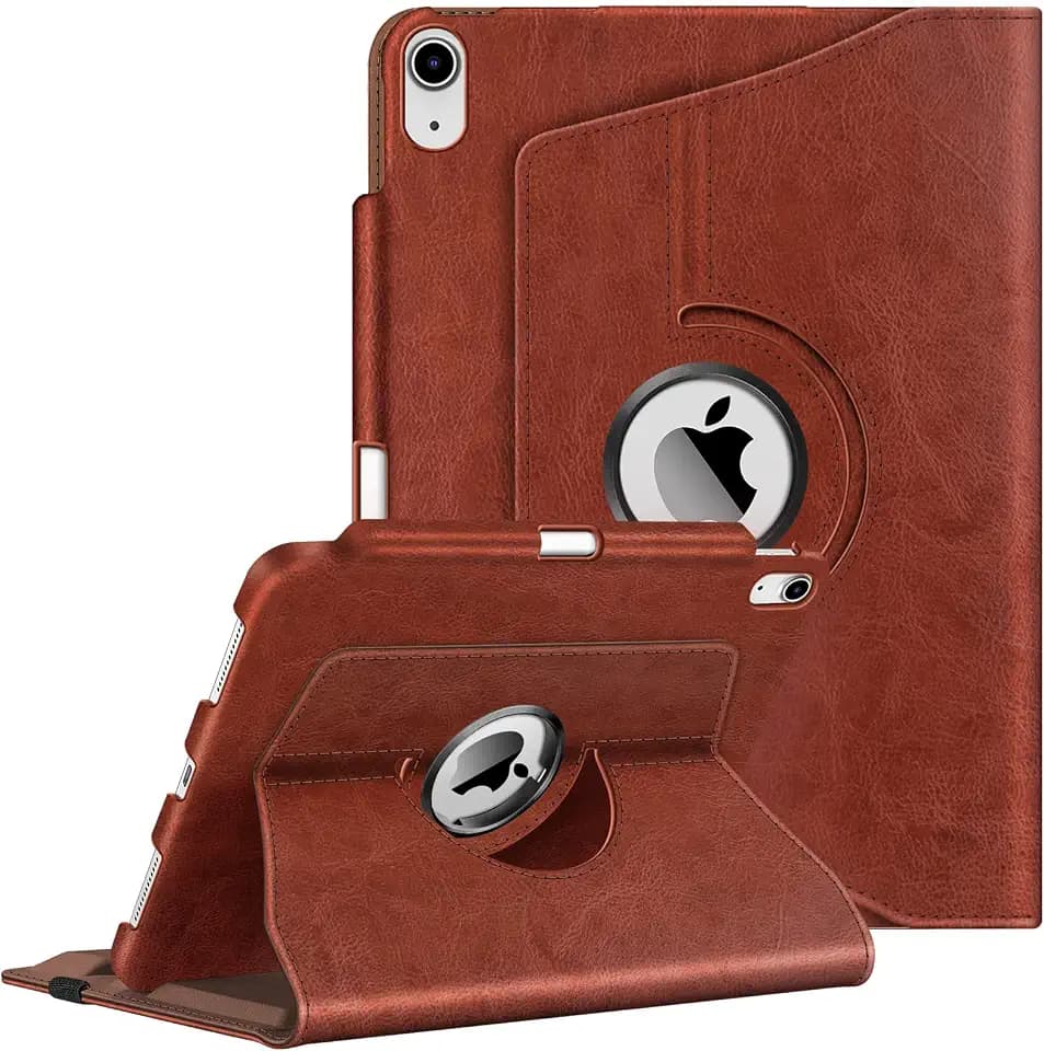 Fintie Drehbare Hülle für iPad (A16) 11. Generation 11 Zoll (2025), iPad 10. Generation 10,9 Zoll (2022) - [Eingebauter Stifthalter] 360 Grad drehbare Schutzhülle mit Standfunktion, Braun
