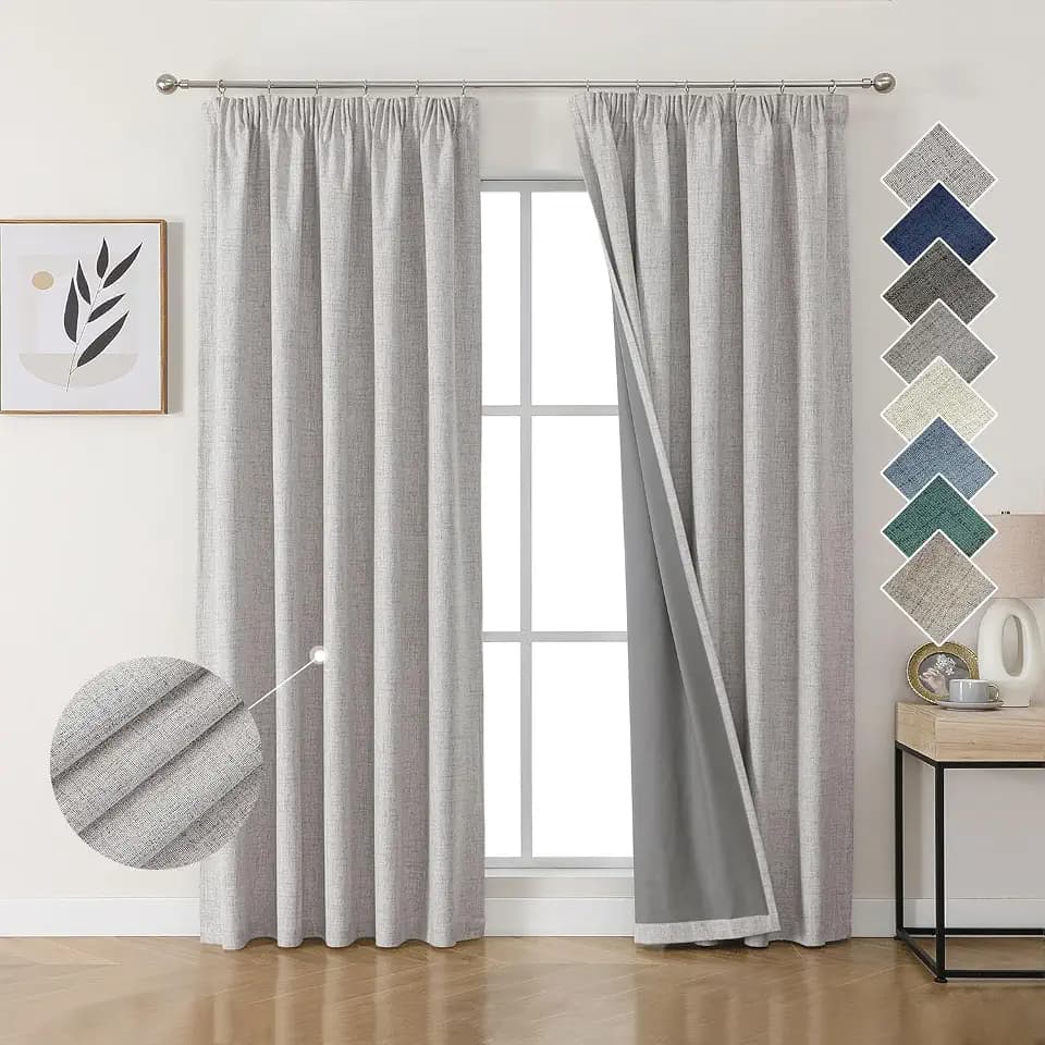 Joydeco Blickdicht Verdunkelungsvorhang Kräuselband Thermovorhang Gardine
