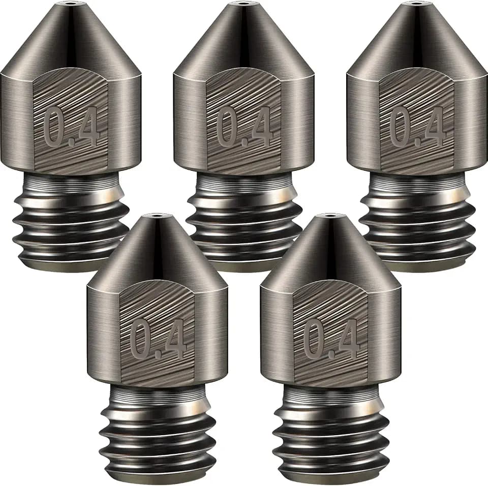 Mudder 5 Pcs Hardened Steel Nozzles 0.4mm Mk8 3D Printer Nozzles