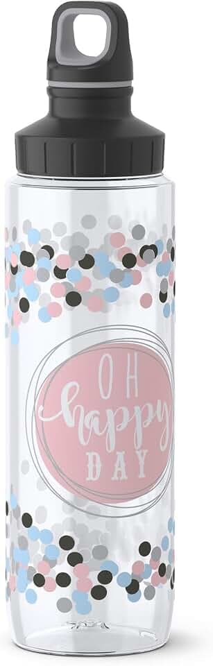 Emsa 518309 Drink2Go Tritan Trinkflasche, 0,7 Liter, Schraubverschluss, 100% dicht, auslaufsicher, spülmaschinenfest, Happy Day