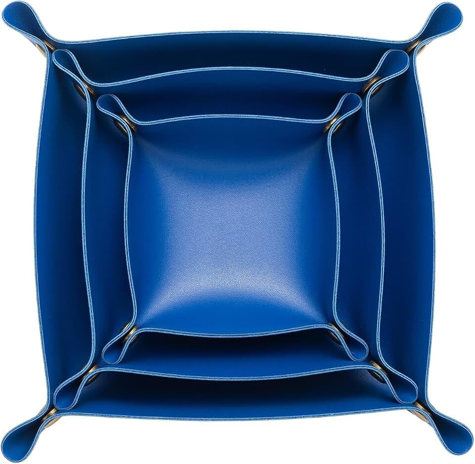 3 packs PU Leather Tray in 3 Sizes Jewelry Tray Glossy Leather Desk Organizer Leather Catchall Tray for Jewelry/Key/Coin/Sun Glasses/Watch/USB Cables etc. (Klein blue)