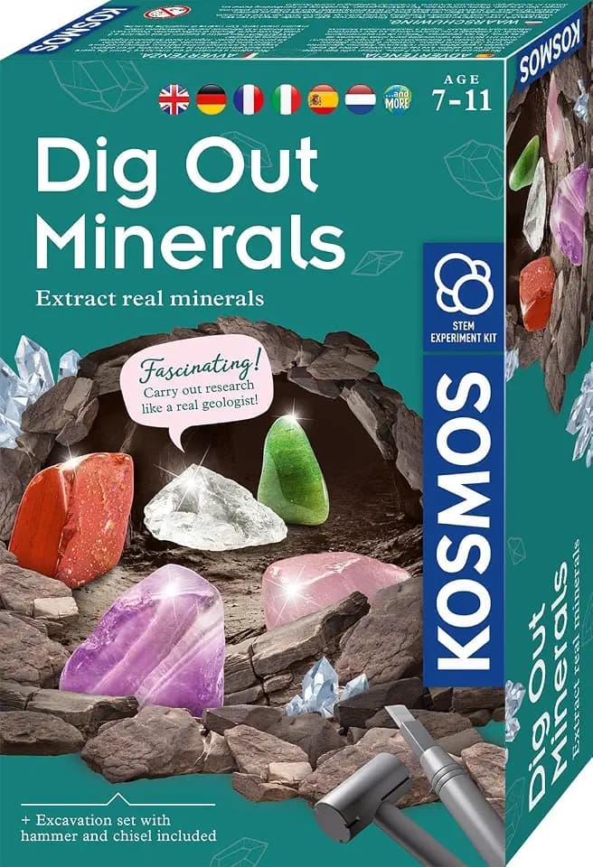 KOSMOS Mineralien Ausgrabungs-Set, Grabe echte Mineralien selbst aus