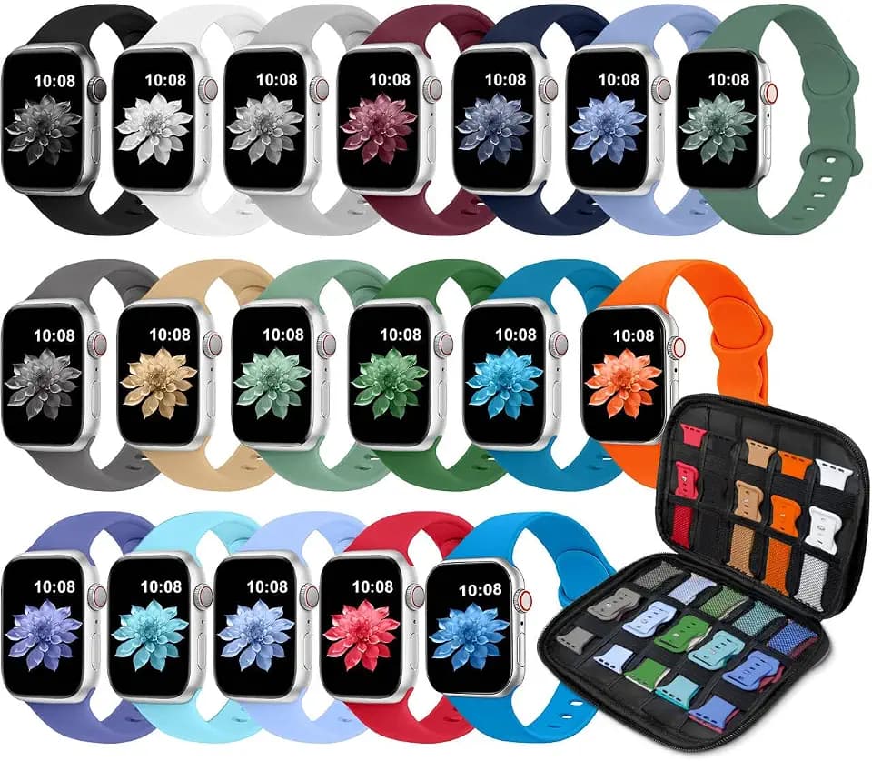 18Pack Sport Band Compatible with Apple Watch Band Women Men with Organizer