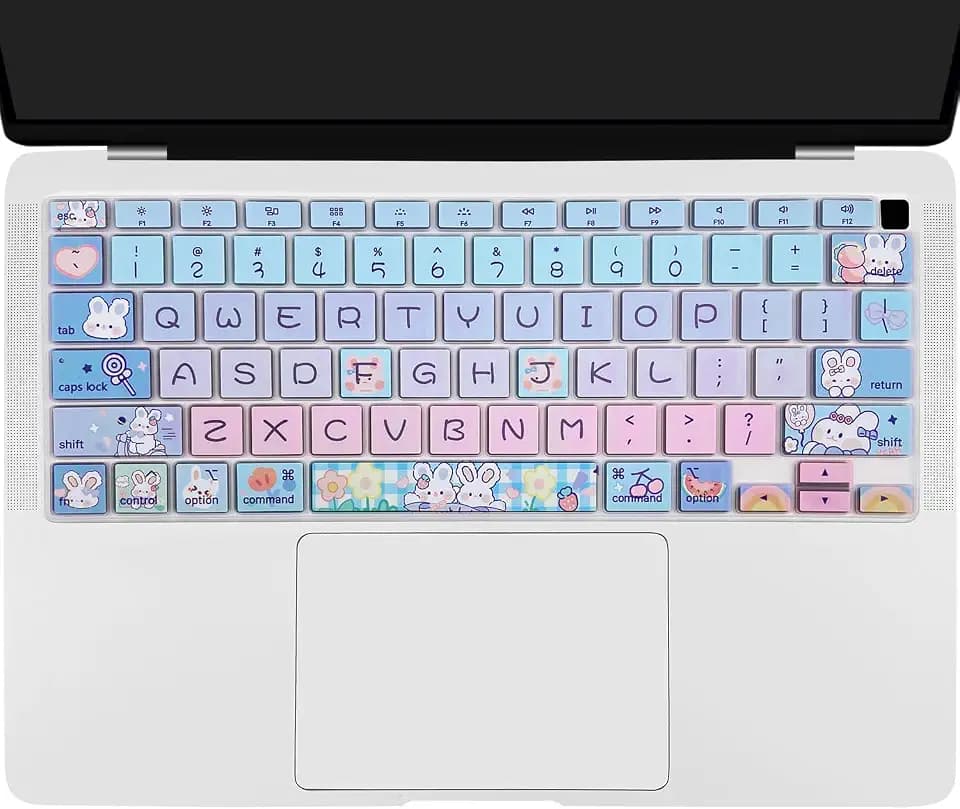 Silicone Keyboard Cover for MacBook Air 13 inch 2021 2020 Model A2179 A2337 M1 Chip, Cute Bunny