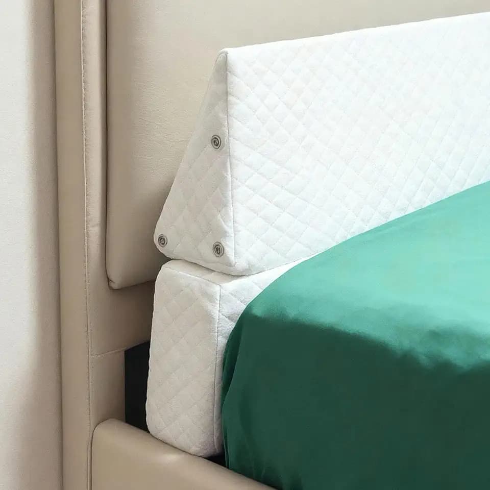 JZHLLA Foldable Pillow Wedge for Headboard Gap 76x6x6in White Cotton Bed Gap Filler with Snap-on Storage Bags Adjustable Pillow Wedge for Headboard Gap