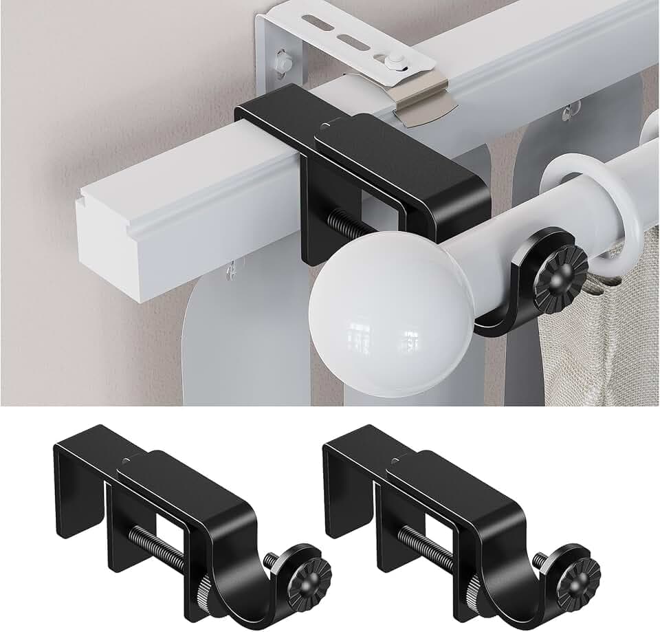 Over Blinds Curtain Rod Brackets – Standard Fit for 1–2" Headrail Depth