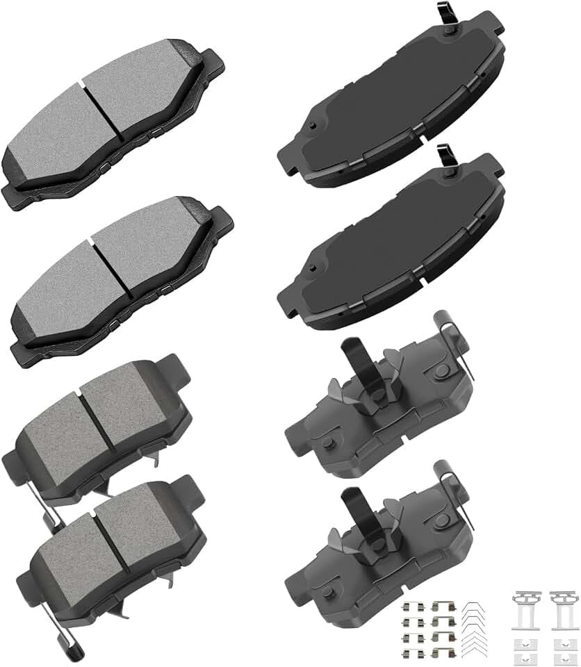 cciyu D914 D1086 Brake Pads w/Hardware Front Rear Disc Brake Pad Set
