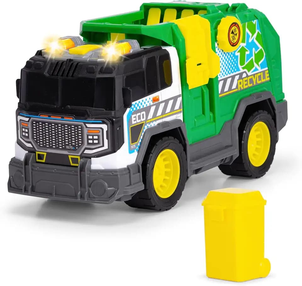 Dickie Toys - Recycle Truck (30 cm) - großes Müllauto ab 3 Jahre mit Funktionen & Zubehör, Spielzeug-Müllabfuhr für Kinder mit Licht & Sound, inkl. Batterien