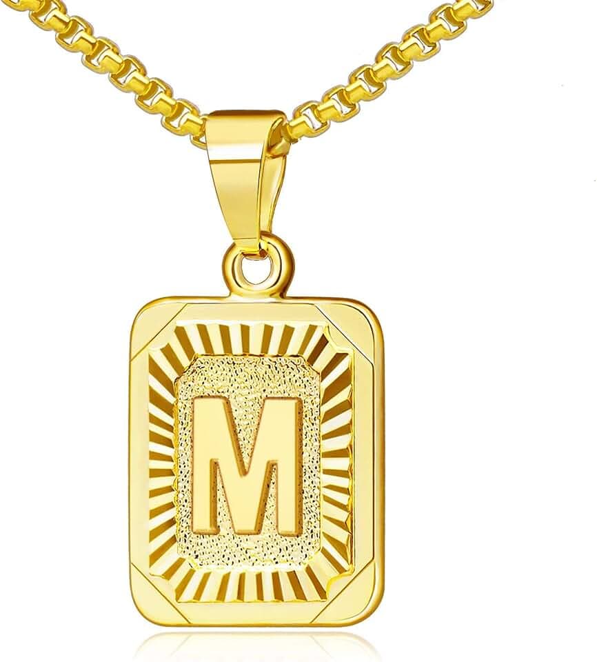 Flongo Anfangsbuchstabe A-Z Anhänger Halskette Frauen Kette Männer Anhänger Namen 26 Alphabete Großbuchstabe Dog Tag Golden Gold Biker Damen Herren-Accessoires