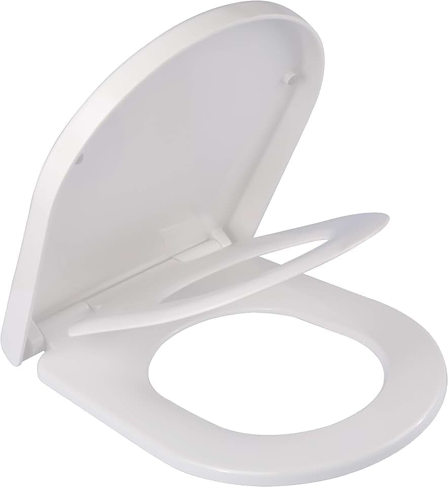 Grünblatt High-End Duroplast WC Sitz für Familien mit Kinder, Absenkautomatik, Toilettendeckel Klobrille Toilettensitz abnehmbar zur Reinigung (D-Form)