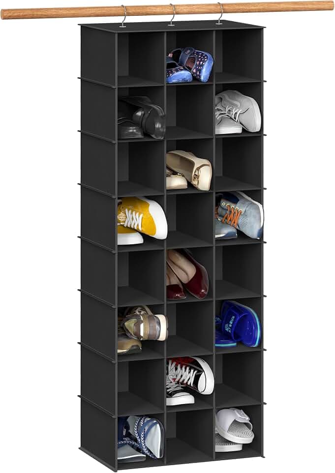 Simple Houseware 24 Section Shelves Hanging Shoes Organizer, Black