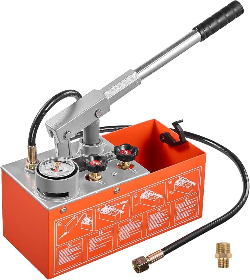 VEVOR Hydraulische Abdrückpumpe Druckprüfpumpe 6,06 L 0-30bar Doppelventil
