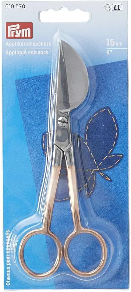 Prym 610570 Applikationsschere 15 cm | Präzisions-Stoffschere mit gebogener Form für Applikationen & Stickereien | Rostfreier Edelstahl in Roségold | Ergonomischer Griff für exaktes Arbeiten