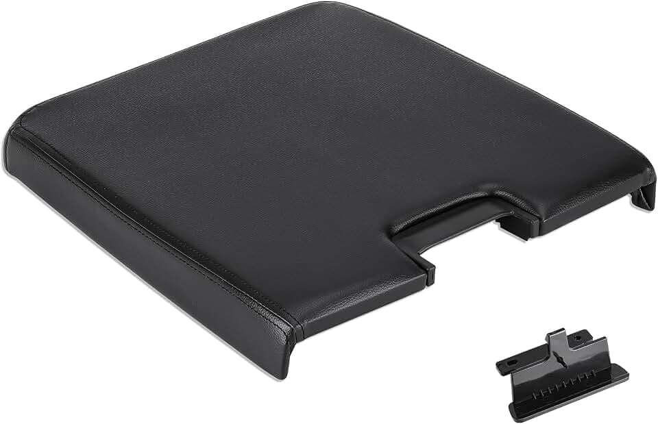ILONPA Black Center Console Lid Armrest Box Cover w/Latch Fits for 2007-2013 Chevy Avalanche Silverado Tahoe GMC Sierra 1500 2500HD 3500 Replace for 20864154 20864151 20864153 Middle Console Lid Top