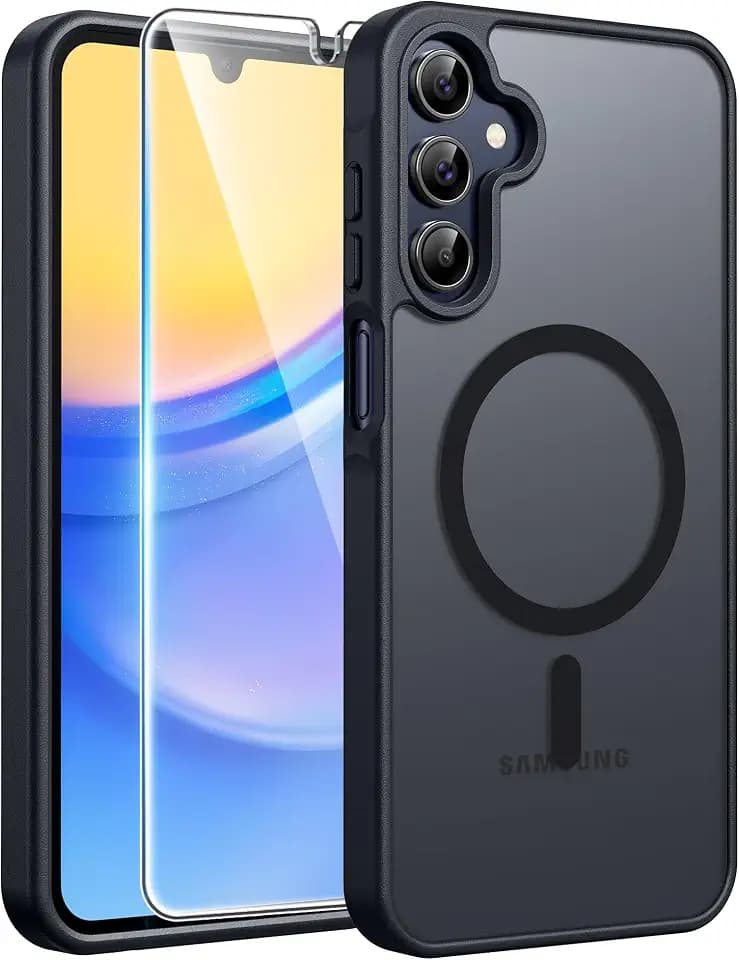 FNTCASE for Galaxy A15 5G Phone Case, Screen Protector, Black