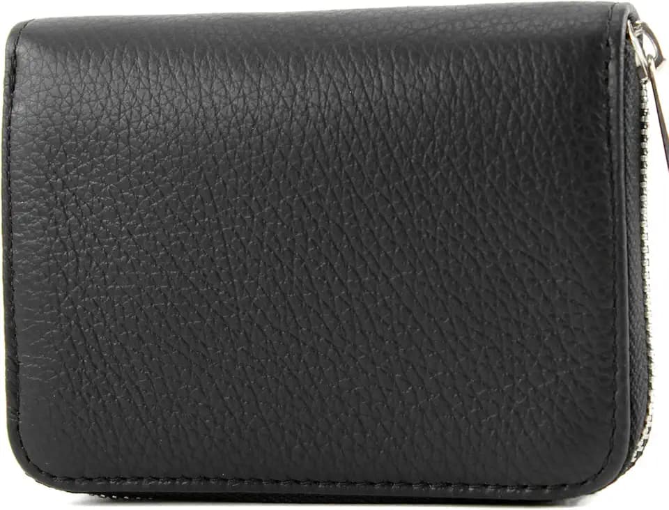 modamoda de - P04 - ital. Damen Portemonnaie Echtleder kurz, Farbe:Schwarz