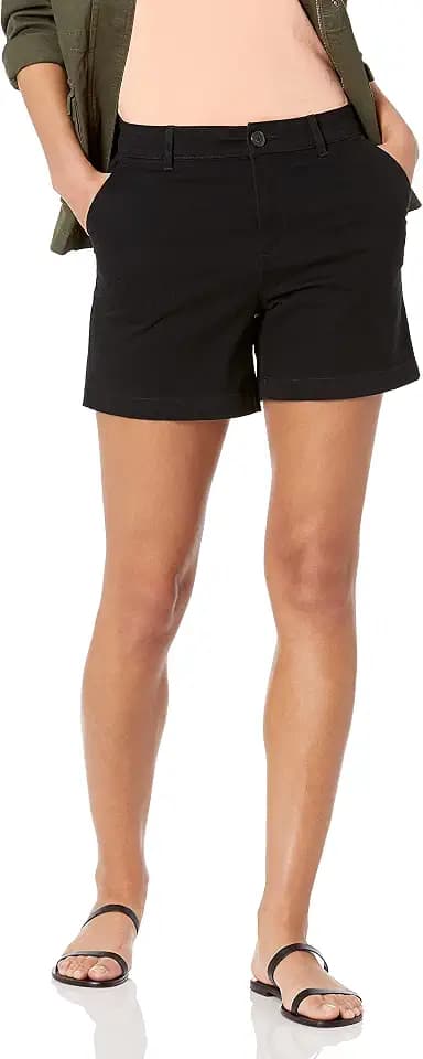 Amazon Essentials Women's Mid-Rise Slim-Fit 5 Inch Inseam Khaki Shorts (Available in Straight and Curvy Fits)