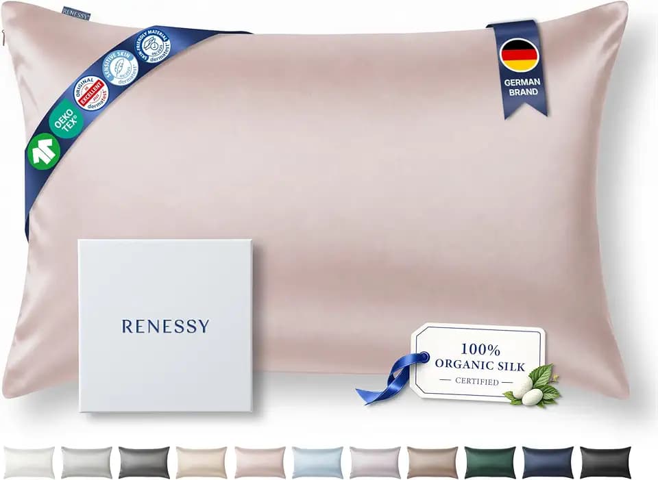 Silk Pillowcase, 100% Organic Mulberry Silk, 22 Momme 6A (Queen)