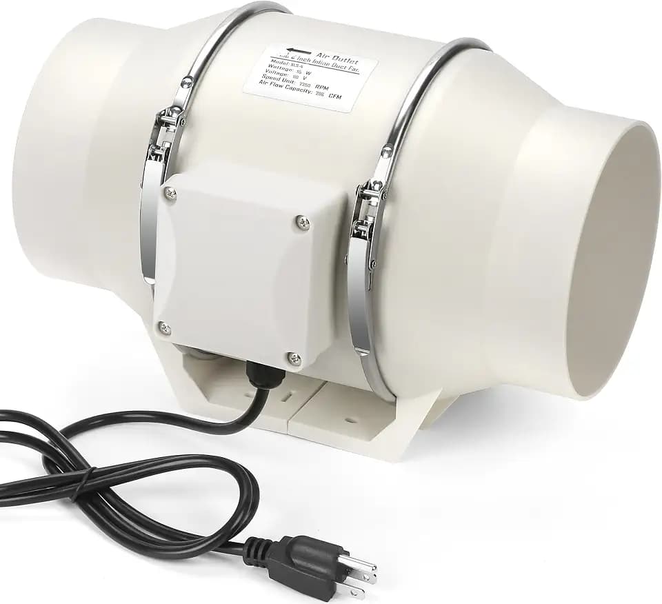 4 Inch Duct Inline Ventilation Exhaust Fan 296 CFM Duct Intake Fan High Efficiency Air Fan Quiet Copper Motor for Ducting Vents Bathroom Kitchen Grow Tents Hydroponics