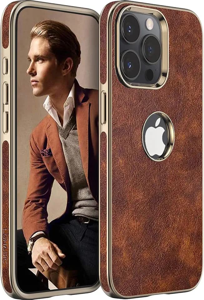 LOHASIC for iPhone 15 Pro Max Leather Case, Slim Phone Case, Vintage Brown