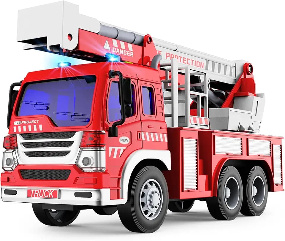 GizmoVine Feuerwehrauto Groß, Feuerwehr Spielzeugauto mit Drehleiter
