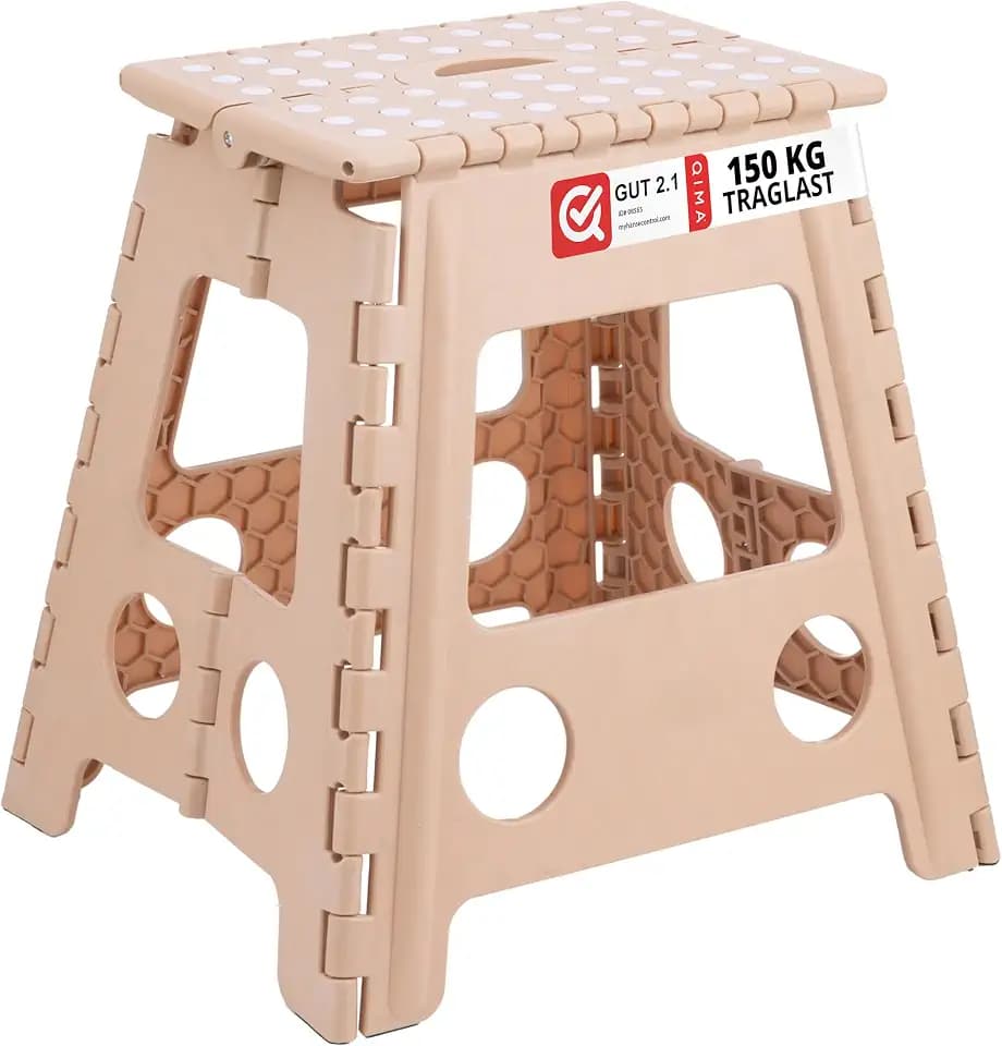 Relaxdays Klapphocker faltbar, Camping Hocker, großer Badhocker, bis 150 kg, Kunststoff, HBT: 39 x 39 x 32 cm, Farbwahl