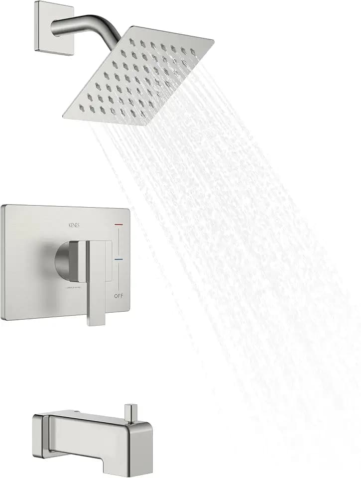 KENES Shower Set with Tub Faucet, Brushed Nickel Tub and Shower Trim Kit
