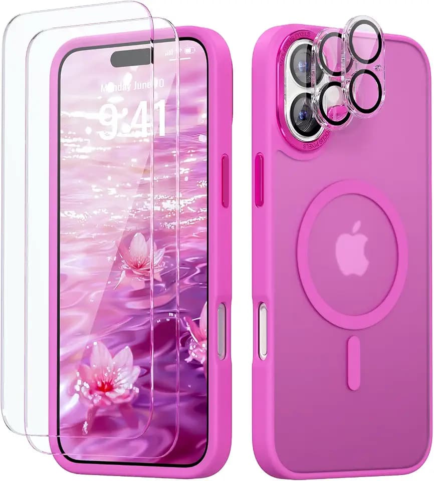 Magnetic for iPhone 16 Plus Case [Compatible with Magsafe] [Military Grade Drop Protection] [Anti-Fingerprint] Slim Translucent Matte Shockproof Women Phone Case Cover 6.7 inch, Berry Purple