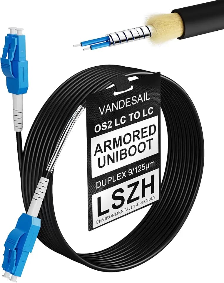 LC to LC OS2 Fiber Patch Cable Armored Uniboot Single Mode 15M/50FT