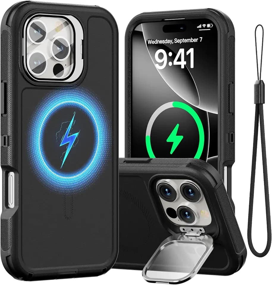 Follaroma for iPhone 16 Pro Max Case,Magnetic,Heavy Duty Case,6.7'',Black