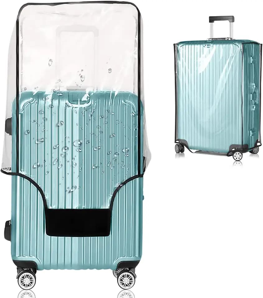 28 Inch Waterproof Clear Suitcase Cover (Black Trim)