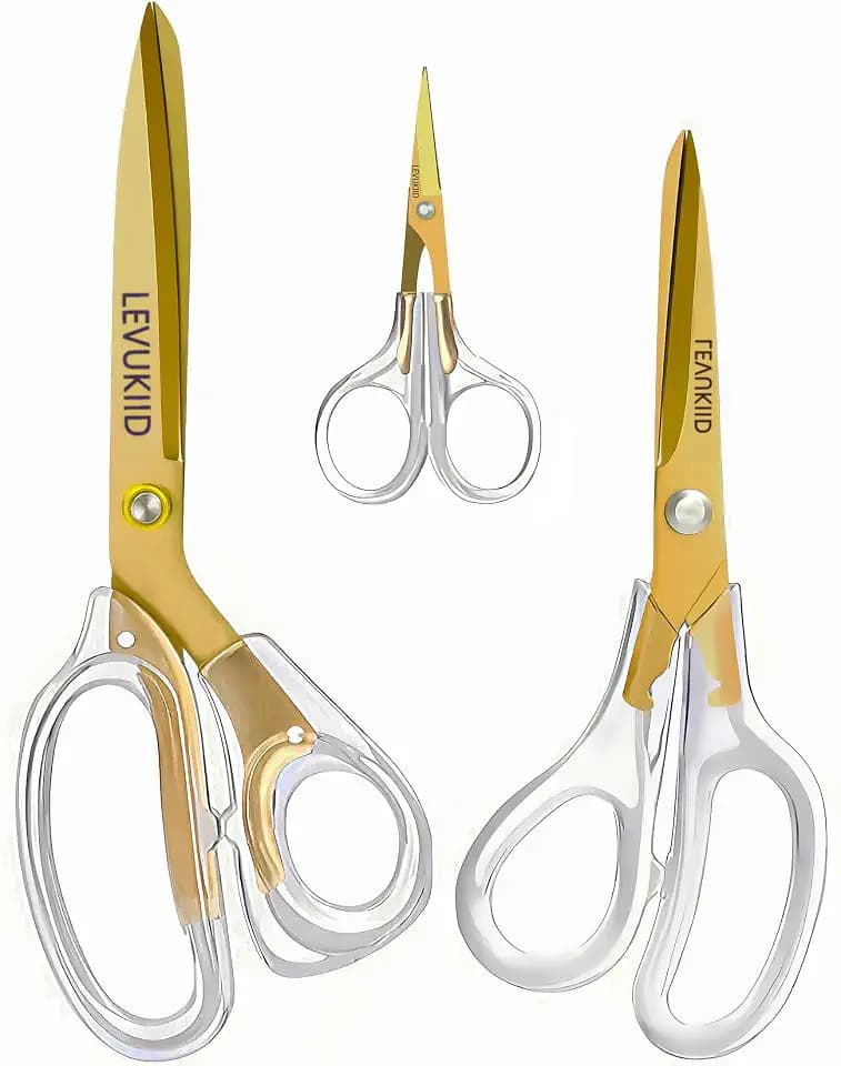 9.5 Inch Set All Purpose Scissors For Office, Anti-Rust Coating, Ergonomic Handle Craft Scissors, for Office Home School Craft Household Use/Gold