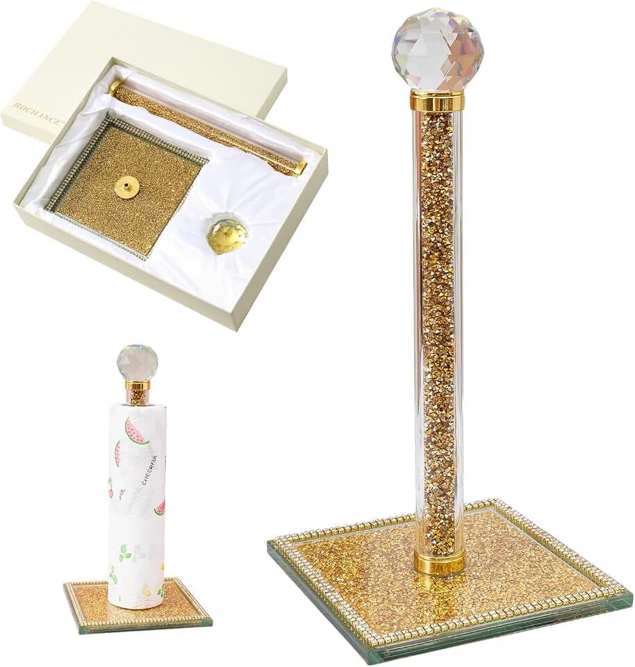 Gold Crystal Paper Towel Roll Holder