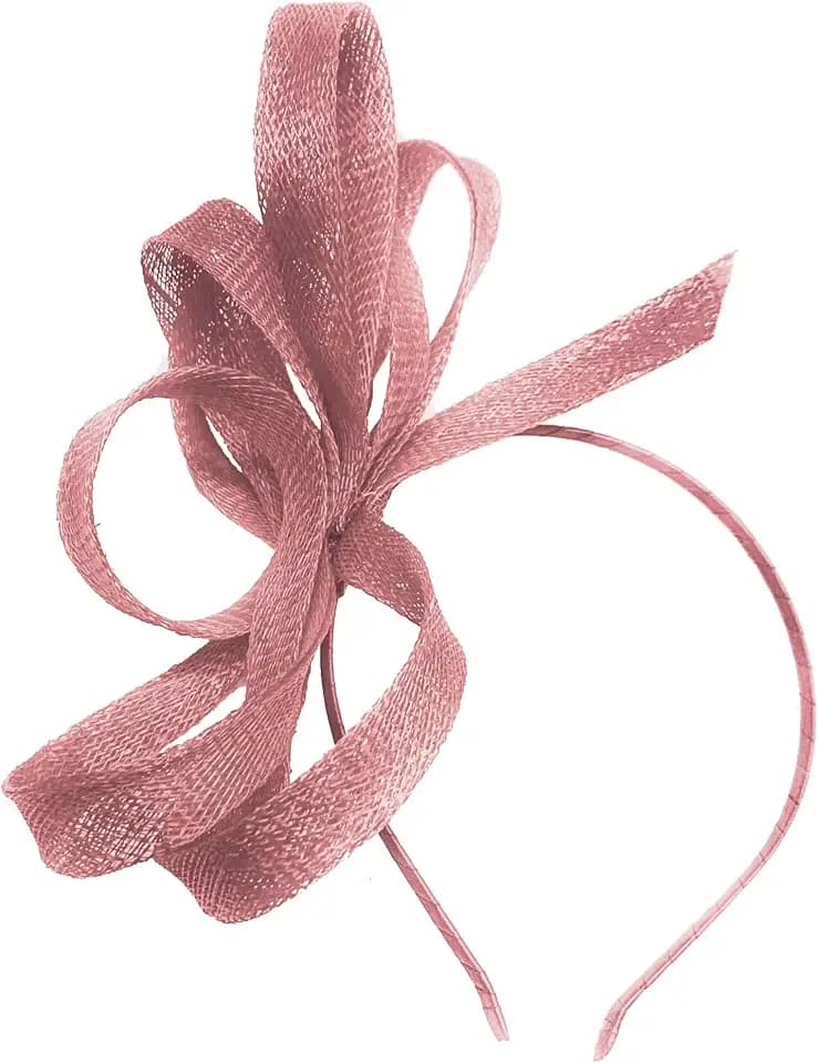 Caprilite Veganer Sinamay Fascinator Stirnband Hochzeit Hoop Damen Tag Ascot Rennen, rosa - dusty pink, 1 count (Pack of 1)
