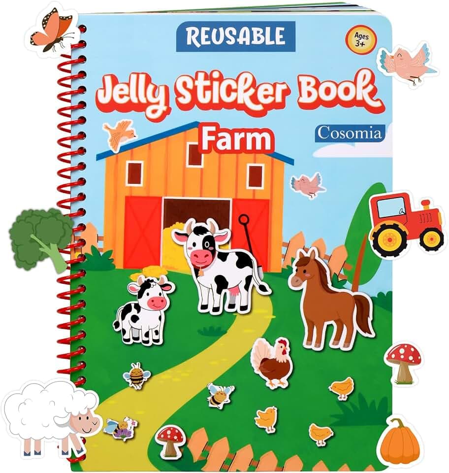 Jelly Sticker Book for Kids 3-5, Reusable Sticker Books for Toddlers
