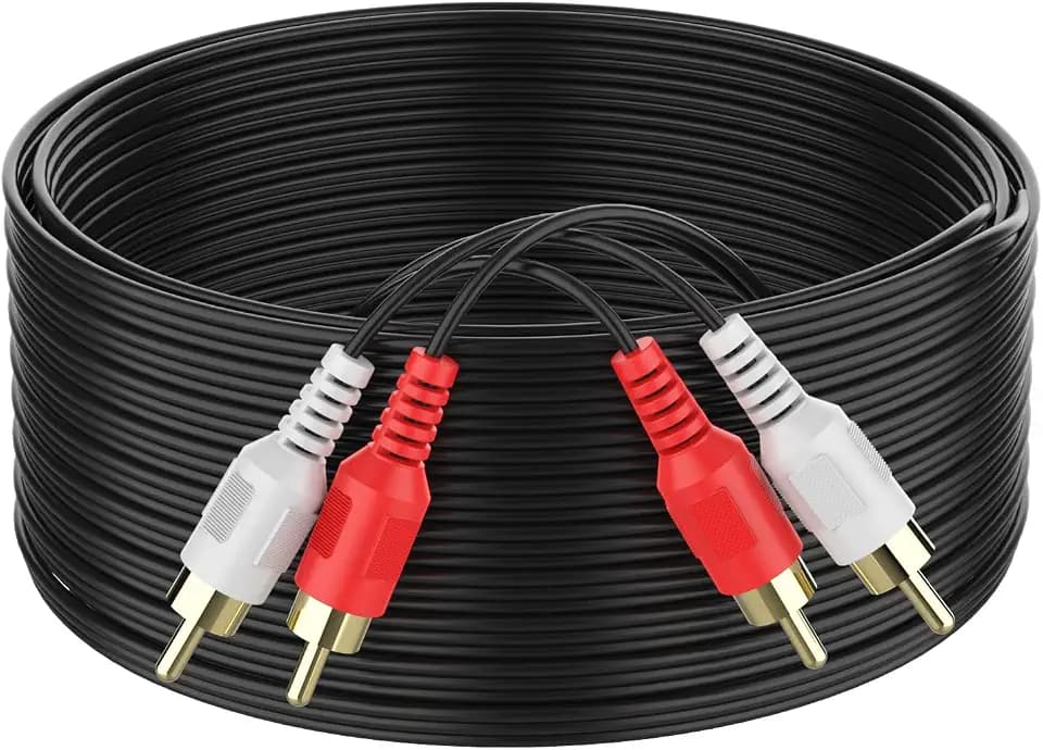 RCA Cable 30ft,2RCA M/M Stereo Audio Cable [24K Gold Plated | Copper Core] 2RCA Male to 2RCA Male.for Home Theater, HDTV, Amplifiers, Hi-Fi Systems,Speakers