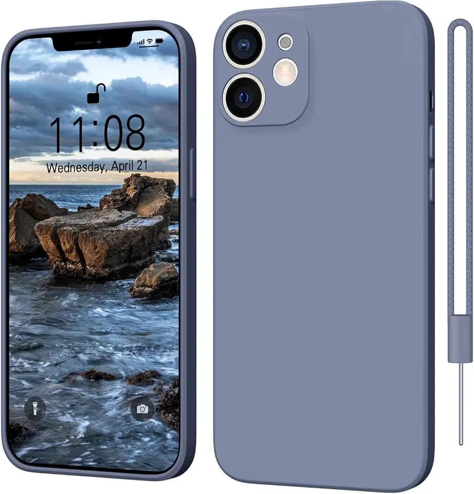 ORDA Hülle Silikon, Hanyhülle Ultra Dünn Slim mit Microfiber, Kratzfeste Rundumschutz Case Schutzhülle für iPhone 11 6.1'' Blau Grau