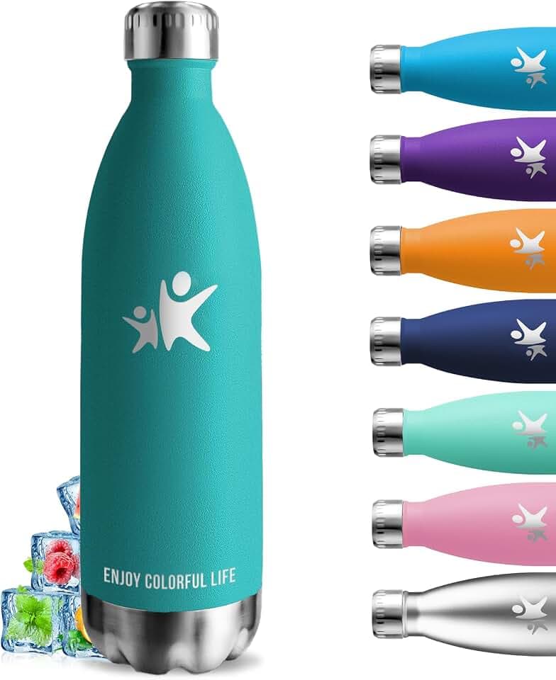 Trinkflasche- 1l- Trinkflasche Edelstahl, Thermosflasche Auslaufsicher, 24h Kalt & 12h Warm, Thermosflasche Kohlensäure Geeignet, BPA-Freie, Wasserflasche Doppelwandig, für Wandern, Camping, Yoga