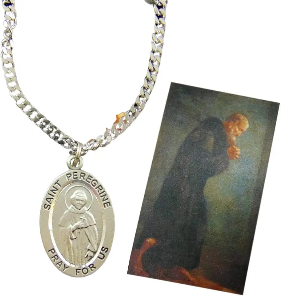 Westmon Works St Peregrine Solid Pewter Saint Medal Necklace Gift Set