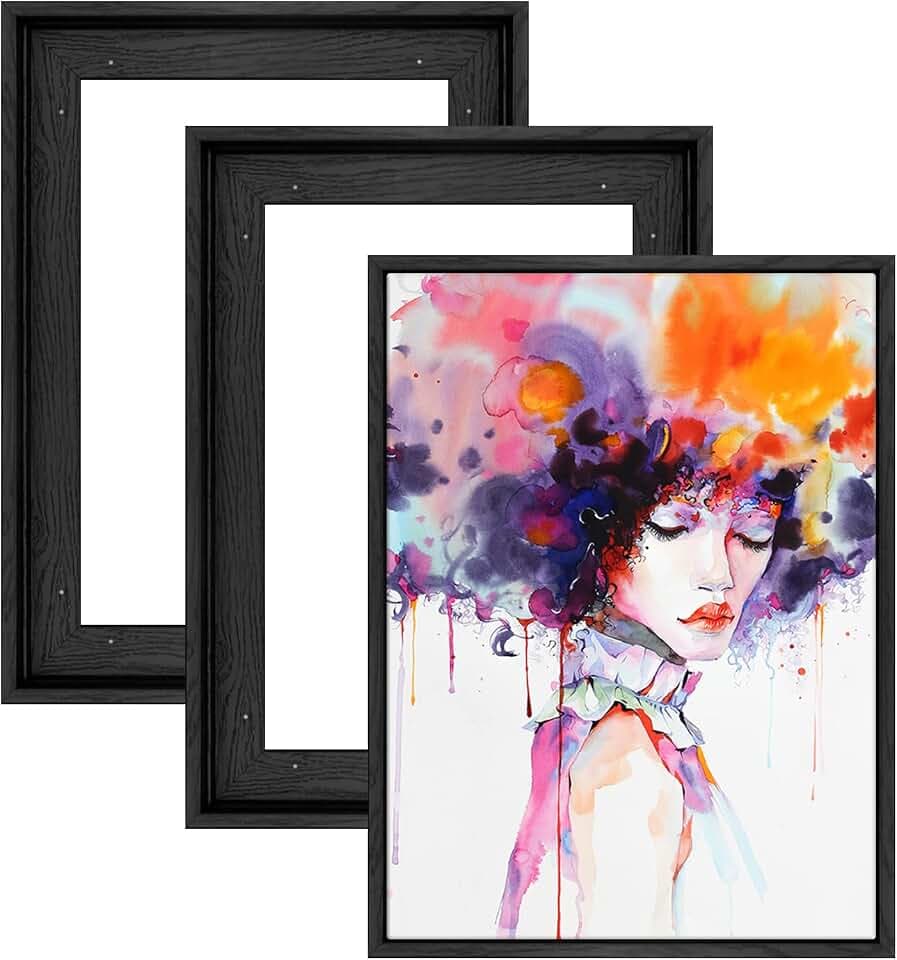 Floating Canvas Frame for 5x7 Inch Painting 0.6-0.8" Deep,Black