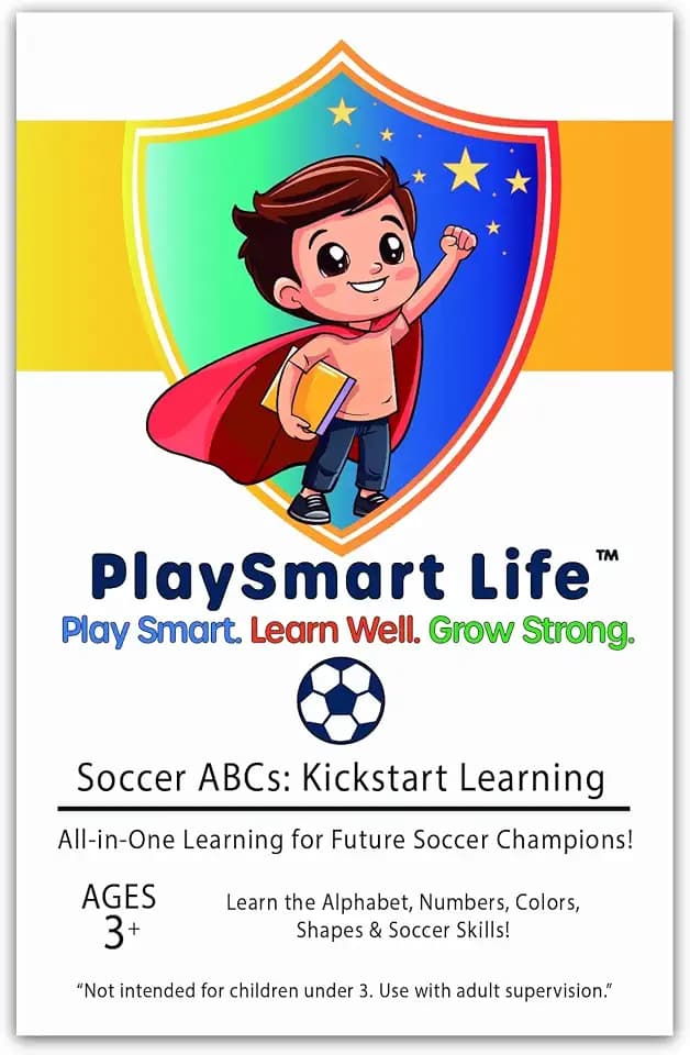 All-in-One Soccer & Animal Themed Educational Flashcards for Kids Ages 3+ – ABCs, Shapes, Colors, Numbers, Rhymes & Positive Affirmations – Toddler & Preschool Learning Cards