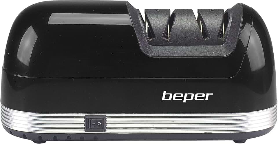 BEPER P102ACP010 Elektrischer Schleifmaschine, 40 W, Diamantscheiben, 2 Schleifkappen, rutschfeste Unterseite, Magnetfach für die Abfallsammlung, Schwarz
