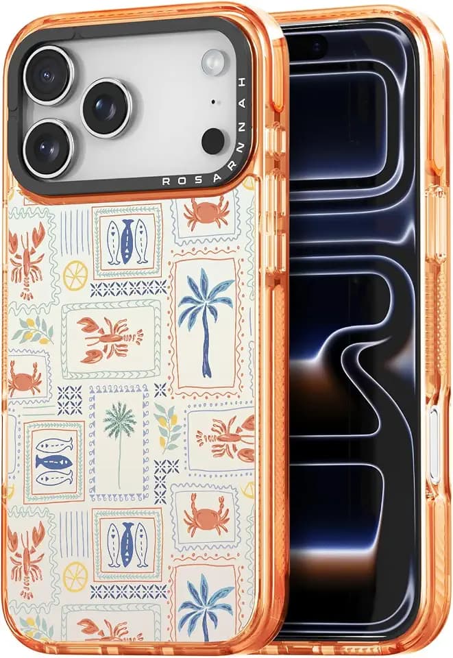 Rosarnnah for iPhone 17 Pro Case Aesthetic Orange, Sea Glyph