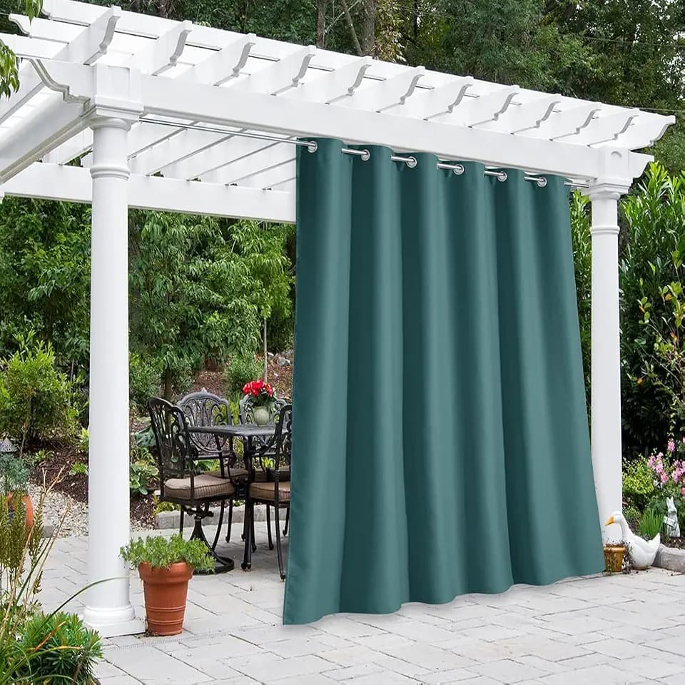 NICETOWN Exterior Room Darkning Curtain for Patio, Thermal Insulated Grommet Sunlight Block Bedroom Divider Room Darkening for Porch/Patio/Sliding Glass Door, Teal, W84 x L95, 1 Panel