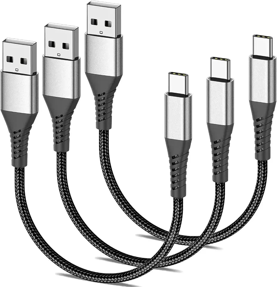 6 inch Short USB C Cable, 3 Pack 0.5ft USB to USB C Cable, 6inch iPhone Charger Cord USB-C, Braided USB to Type C Cable Fast Charging for iPhone 15 16 Pro Max, Samsung Galaxy S24 S23, Google Pixel