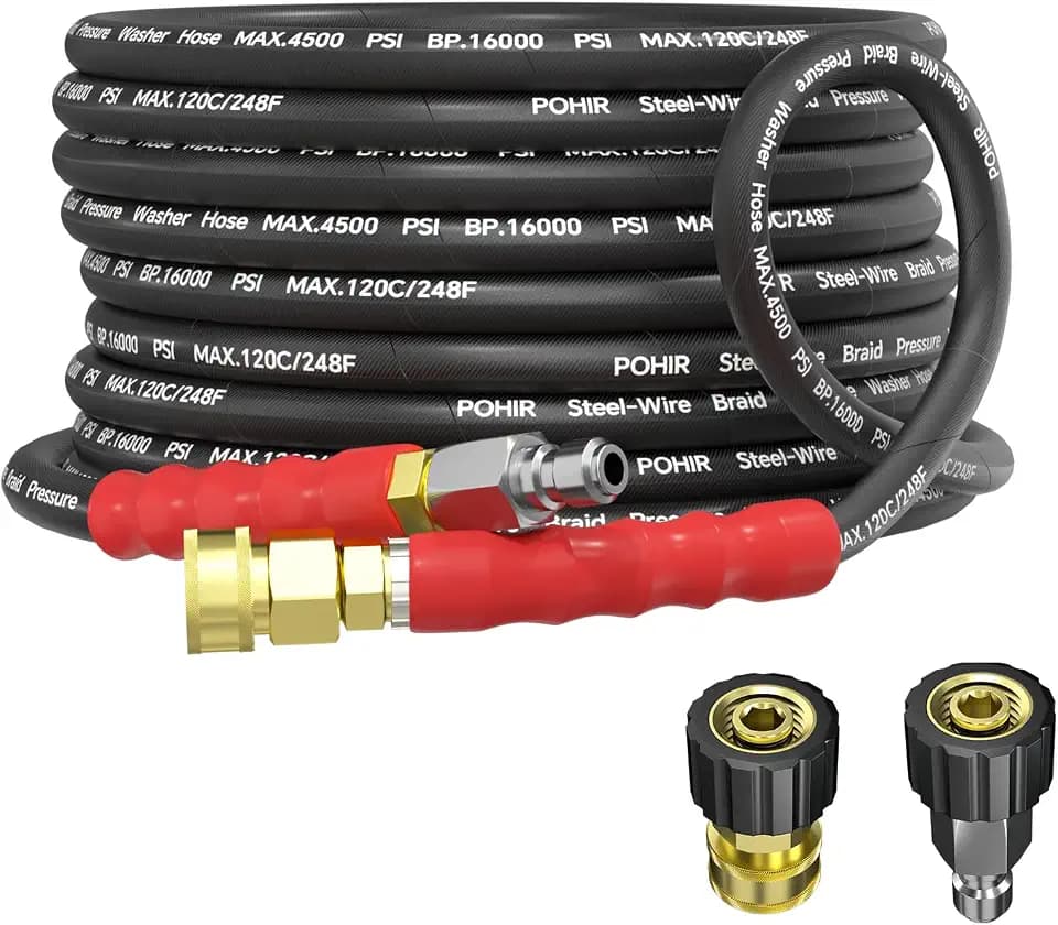 3/8'' Pressure Washer Hose 25ft with Swivel Quick Connect, 4500 PSI