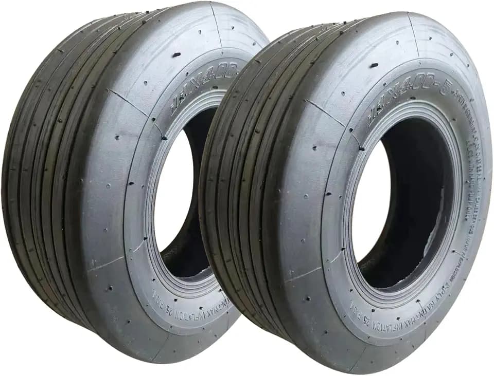 Marastar 11x4.00-5 Replacement Lawn Mower Tire and Tube, Pneumatic (Air-Filled), Ribbed Tread, 2 Pack