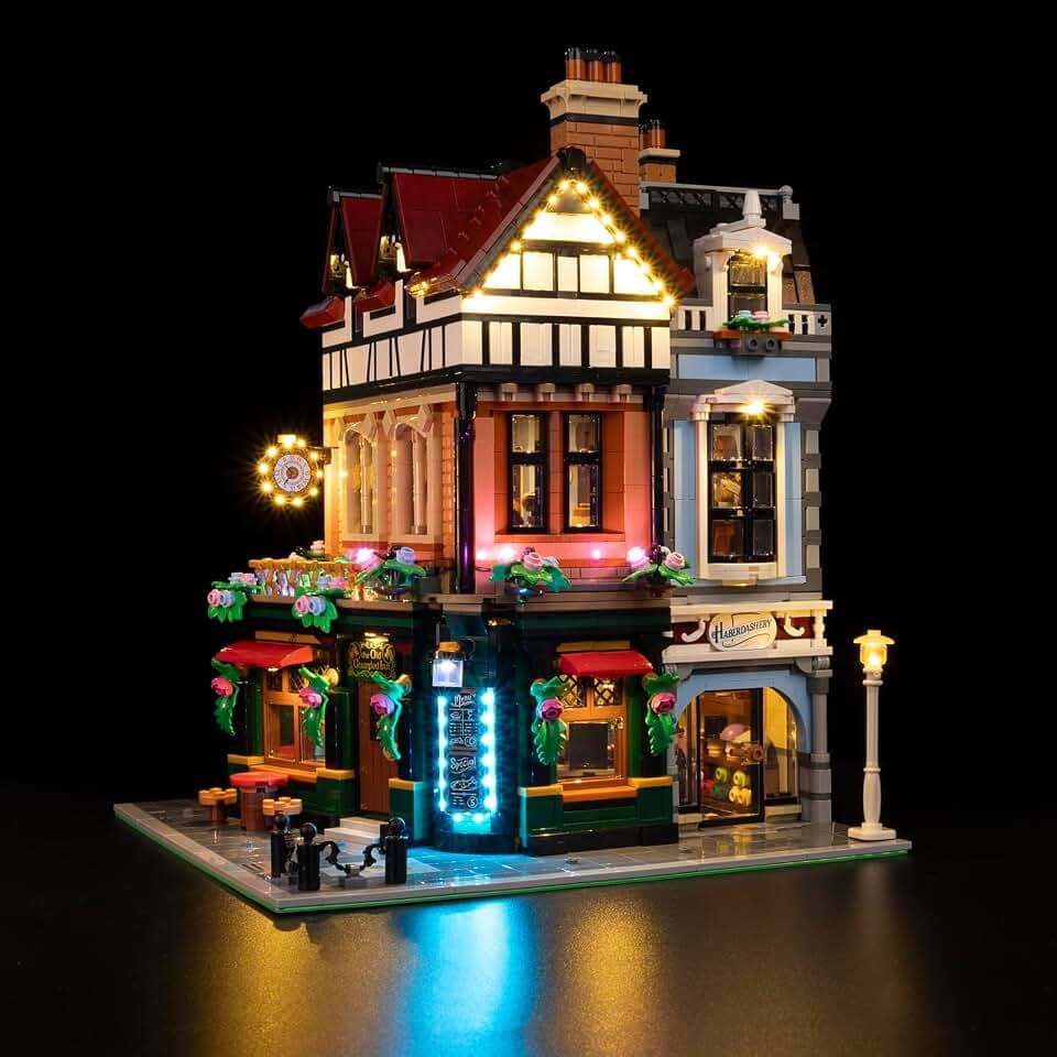 Kyglaring LED Lighting Set for Leg0 Tudor Corner Compatible with leg0 10350 Tudor Corner Model - LEDs only no Brick Set (Remote Control)